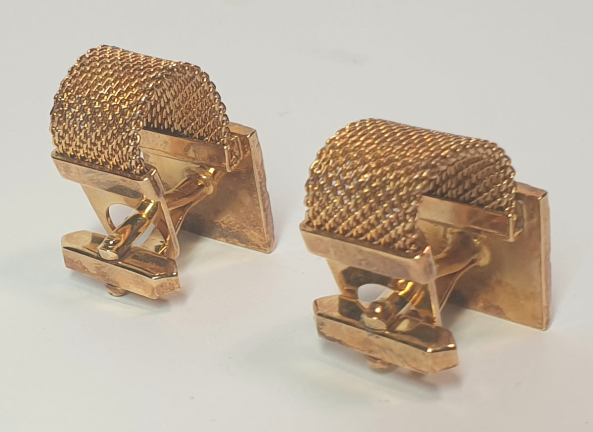 VINTAGE HICKOK CUFFLINKS BLUE GLASS