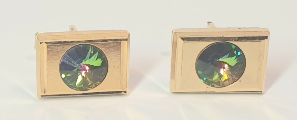 MAKE UP JEWLLERY CUFFLINK GREEN GLASS