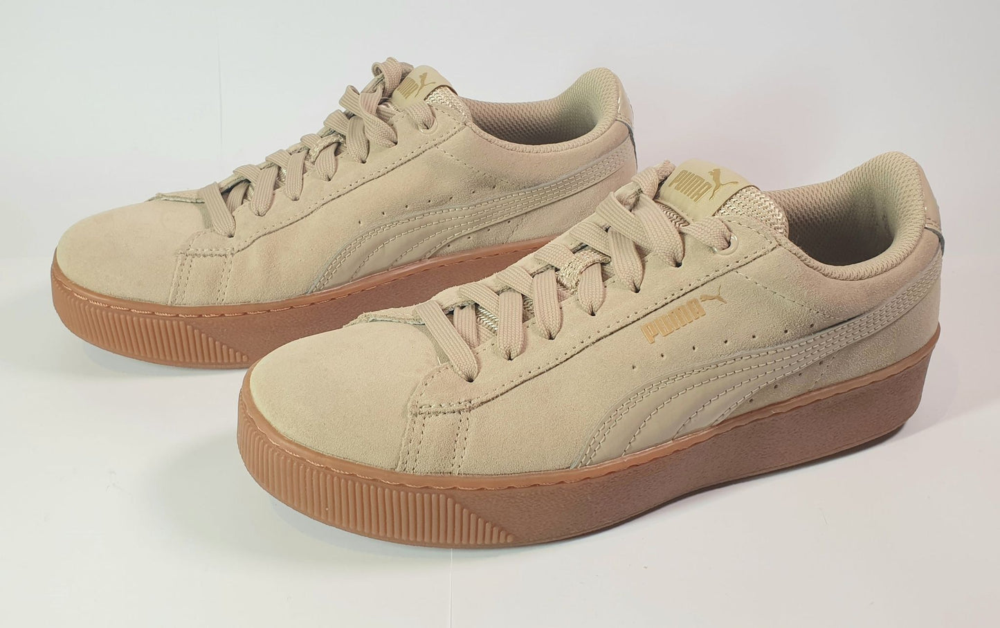 PUMA Vikky Platform 'Pebble' sneaker in a light brown suede