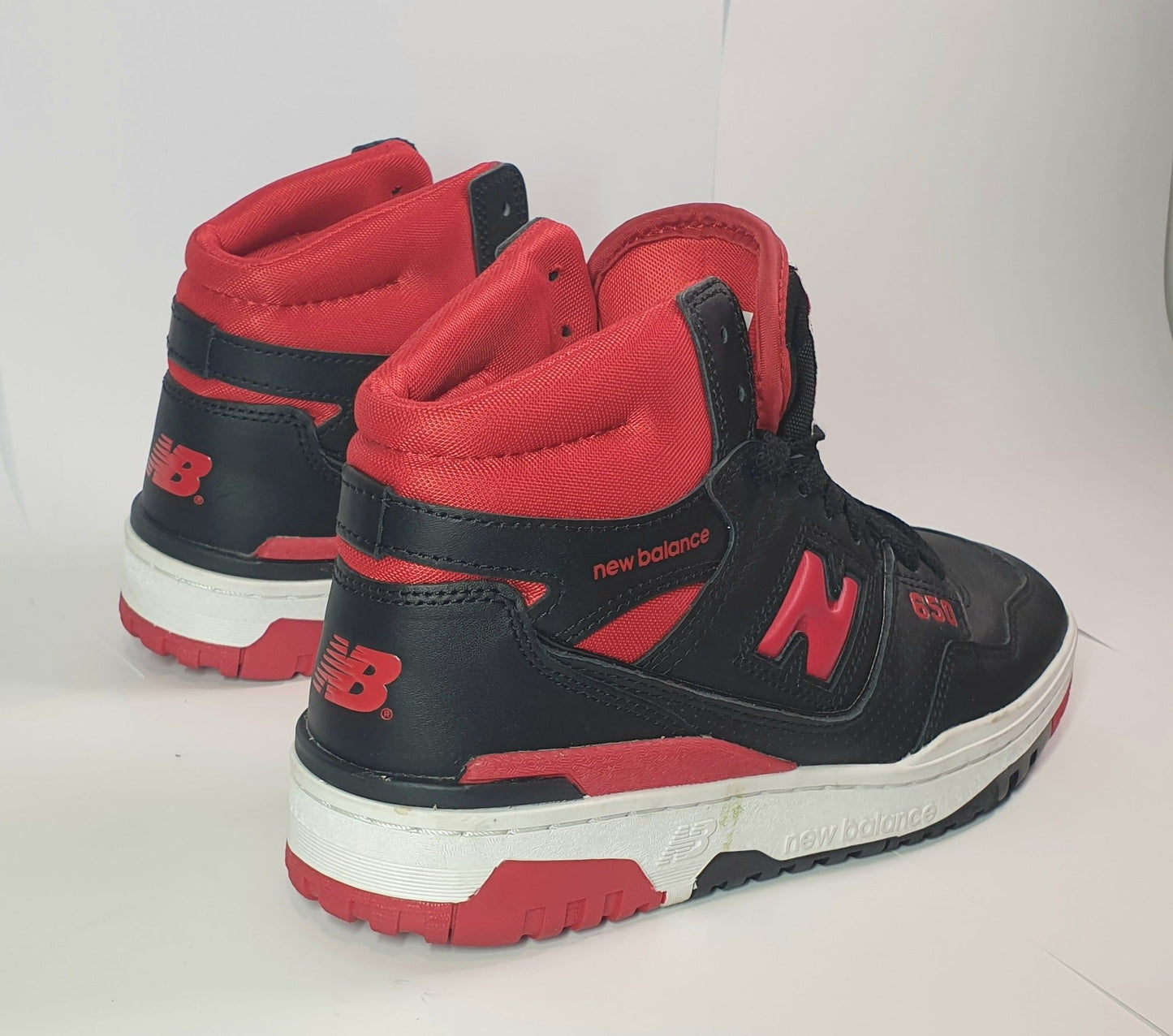 New Balance 650 high-top sneaker in a black and red RETRO