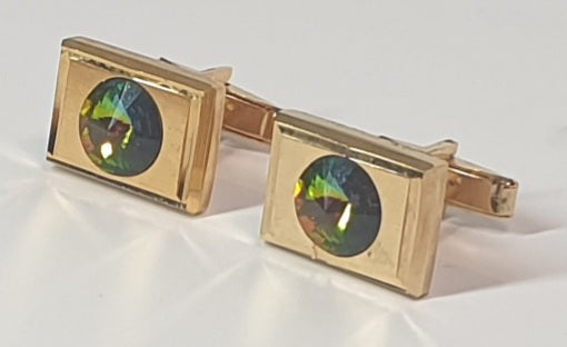 MAKE UP JEWLLERY CUFFLINK GREEN GLASS