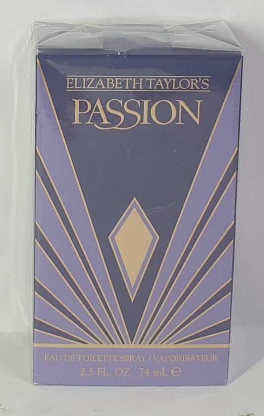 Elizabeth Taylor's Passion perfume packaging on a white background