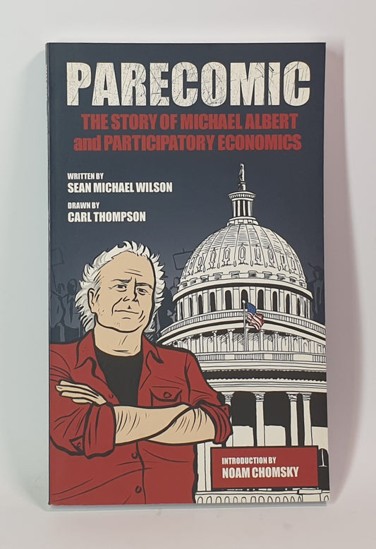 Book cover of 'Parecomic' with a person and Capitol building illustration on a gray background