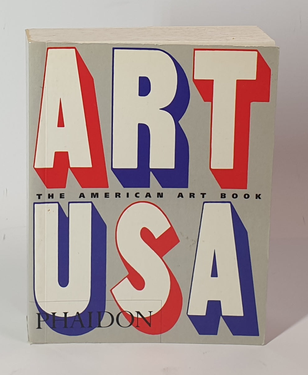 Book titled 'Art USA' with red, white, and blue text on a gray background