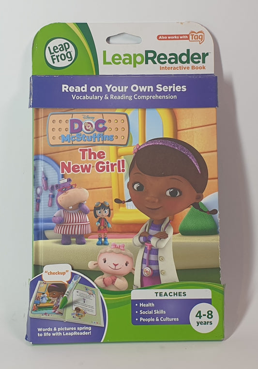 LeapFrog LeapReader interactive book with Doc McStuffins on a white background
