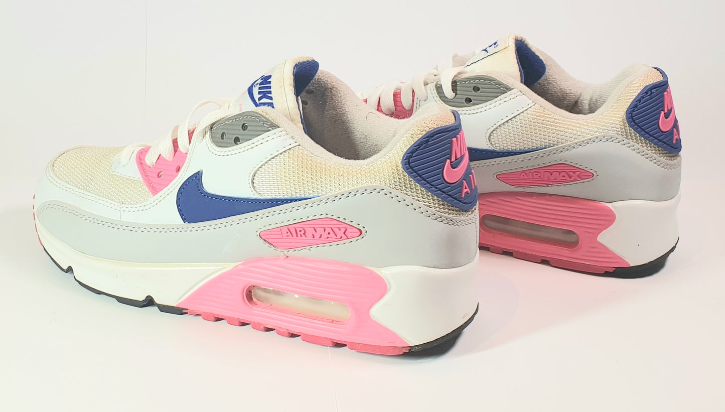 Nike Air Max 90 sneakers in a white, blue, and pink