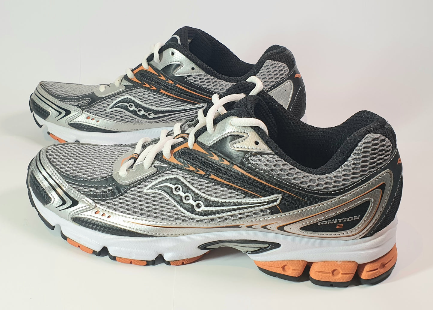 Saucony Grid Ignition 2 running shoes ,silver, black, and orange