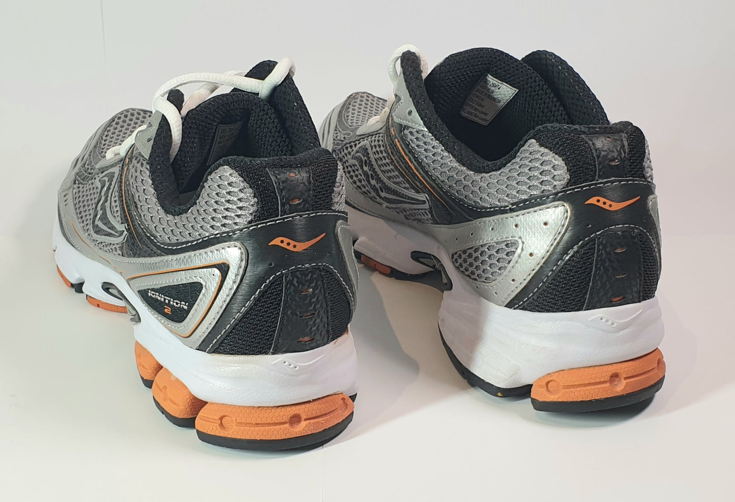 Saucony Grid Ignition 2 running shoes ,silver, black, and orange