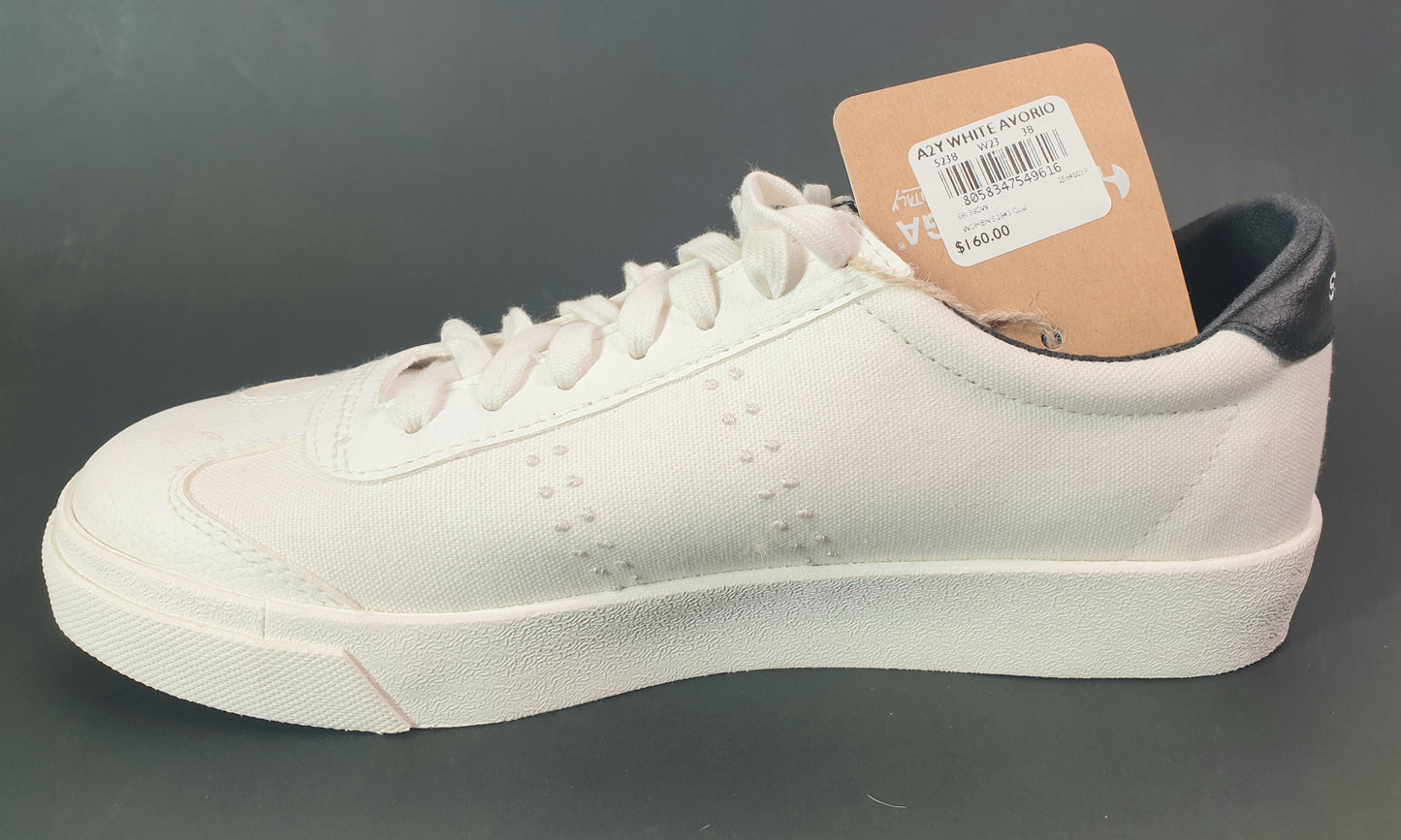 Superga 2843 Club S Canvas Faux Leather sneakers in white avorio/black Womens