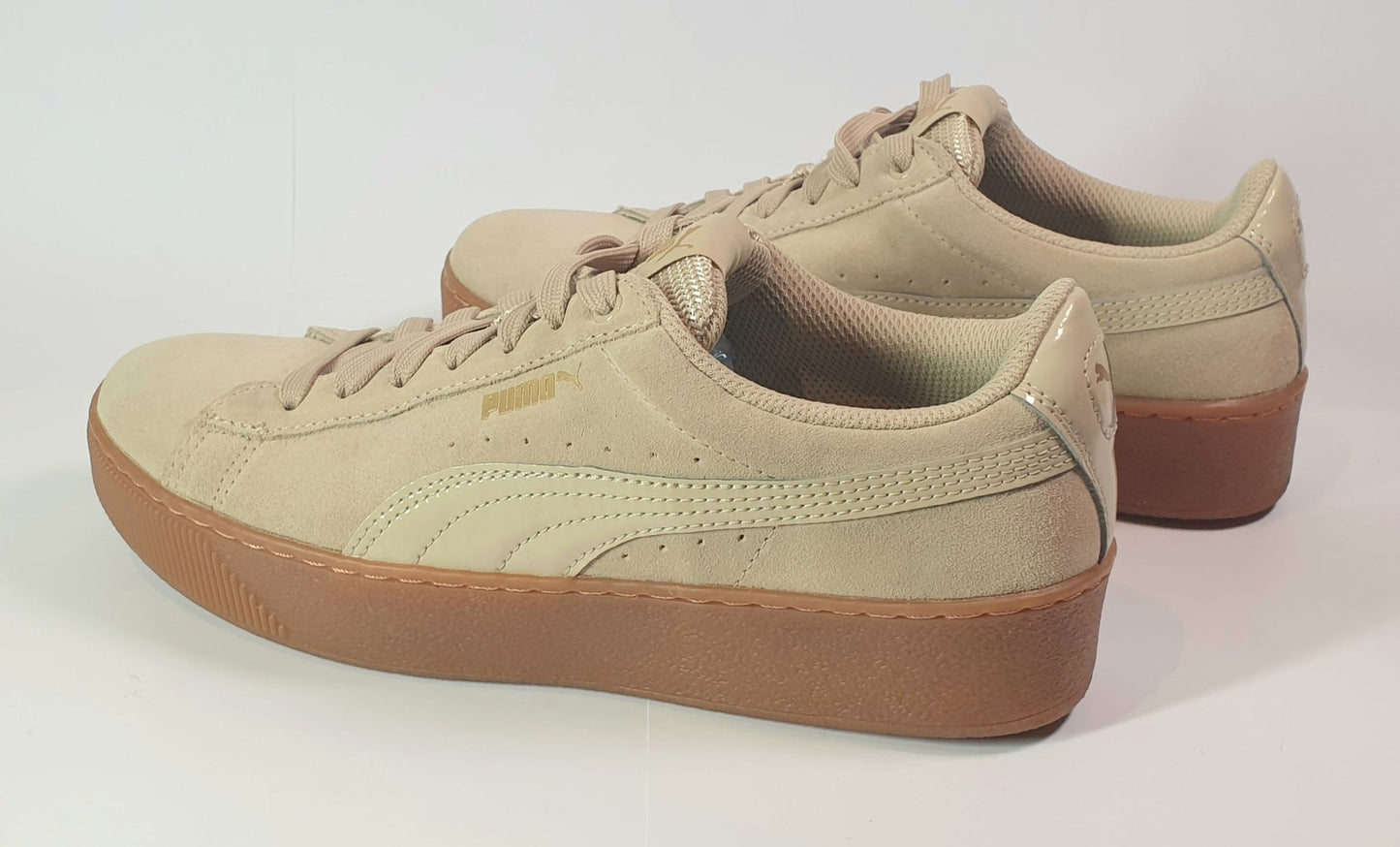 PUMA Vikky Platform 'Pebble' sneaker in a light brown suede
