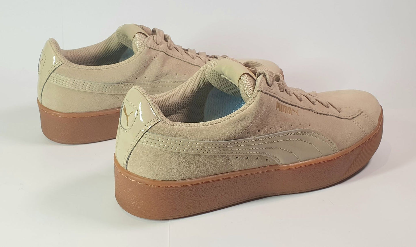 PUMA Vikky Platform 'Pebble' sneaker in a light brown suede