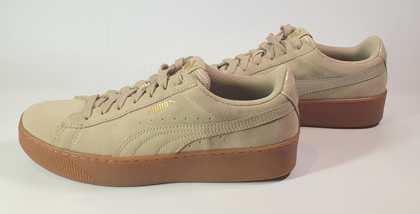 PUMA Vikky Platform 'Pebble' sneaker in a light brown suede