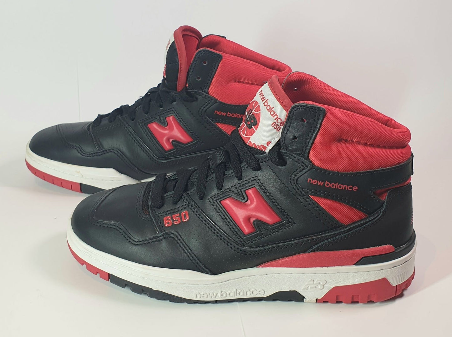 New Balance 650 high-top sneaker in a black and red RETRO