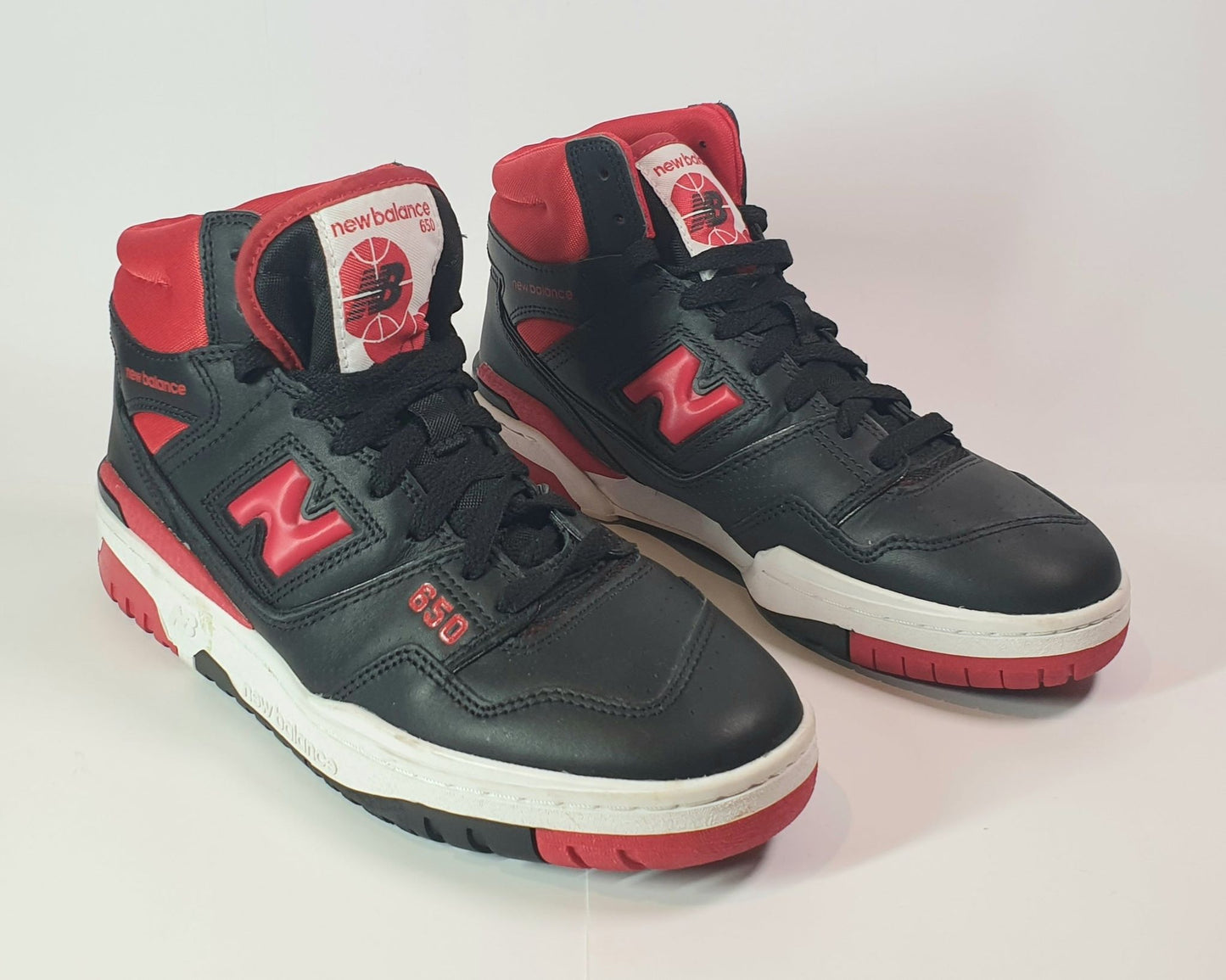 New Balance 650 high-top sneaker in a black and red RETRO