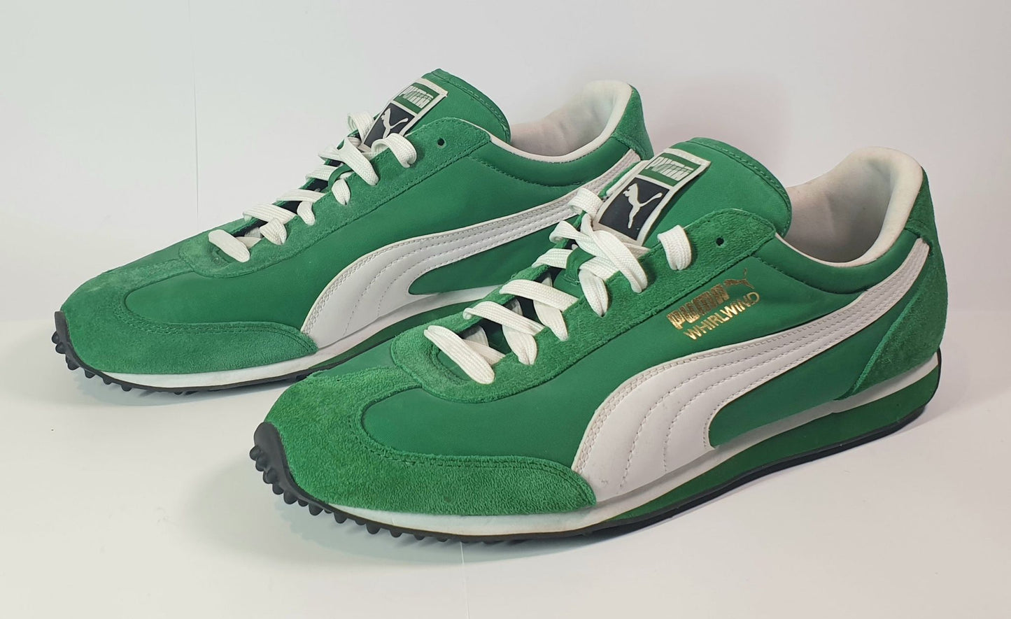 Puma Whirlwind Classic sneakers with nylon and suede (green & white) MENS-PRE OWNED-SIZE US 11