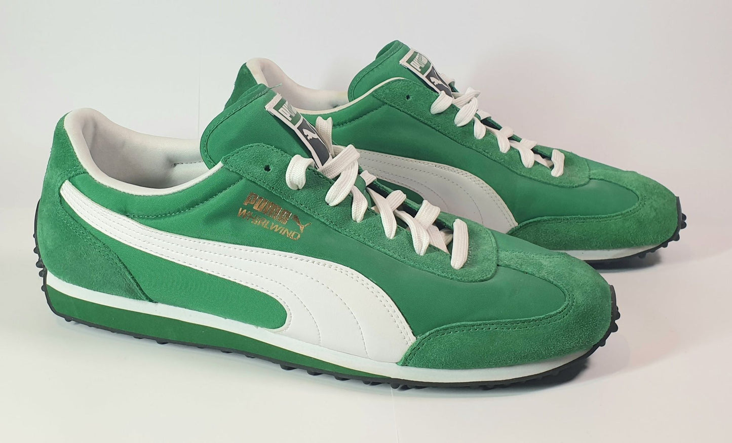 Puma Whirlwind Classic sneakers with nylon and suede (green & white) MENS-PRE OWNED-SIZE US 11