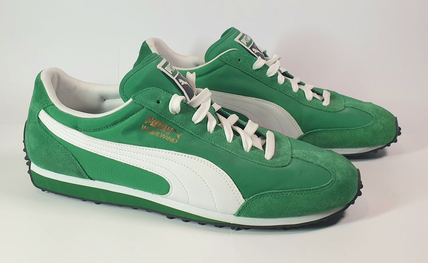 Puma Whirlwind Classic sneakers with nylon and suede (green & white) MENS-PRE OWNED-SIZE US 11