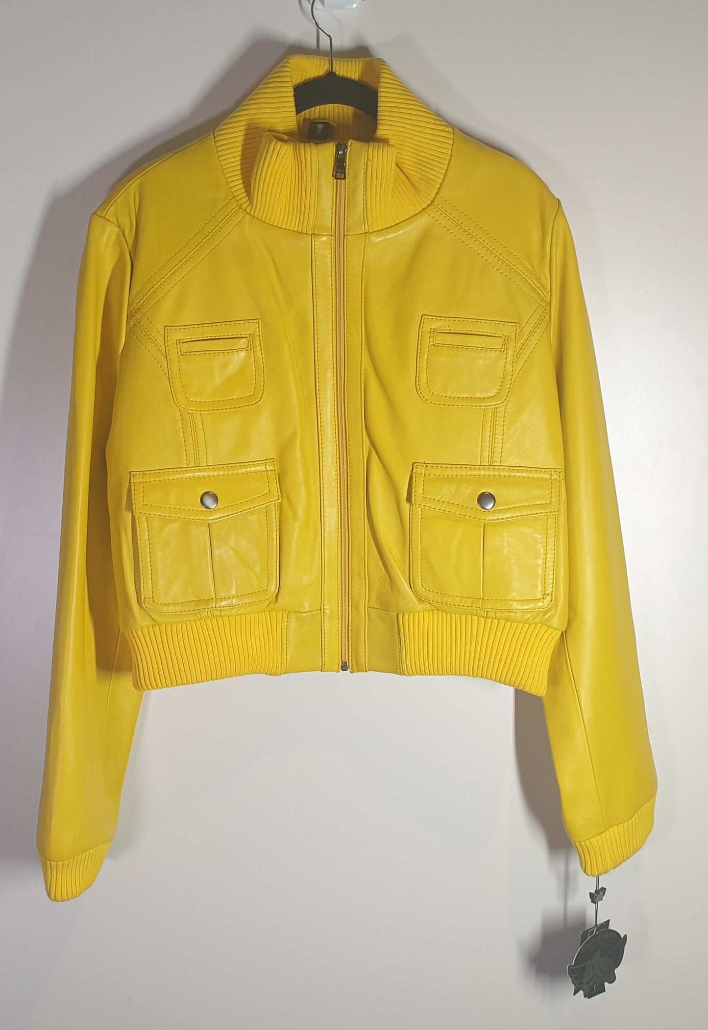 KNOLES AND CARTER YELLOW LAMB SKIN JACKET SIZE 4XL WOMANS JACKET