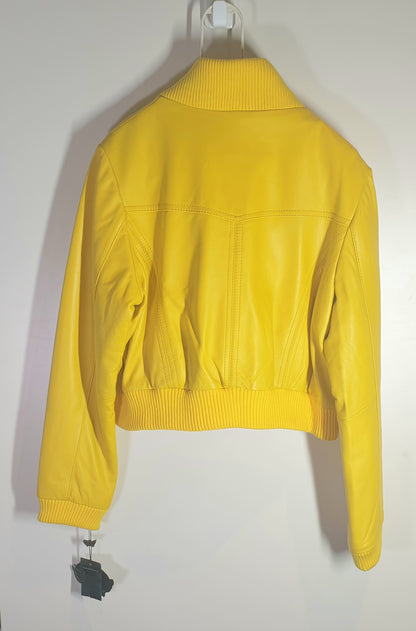 KNOLES AND CARTER YELLOW LAMB SKIN JACKET SIZE 4XL WOMANS JACKET