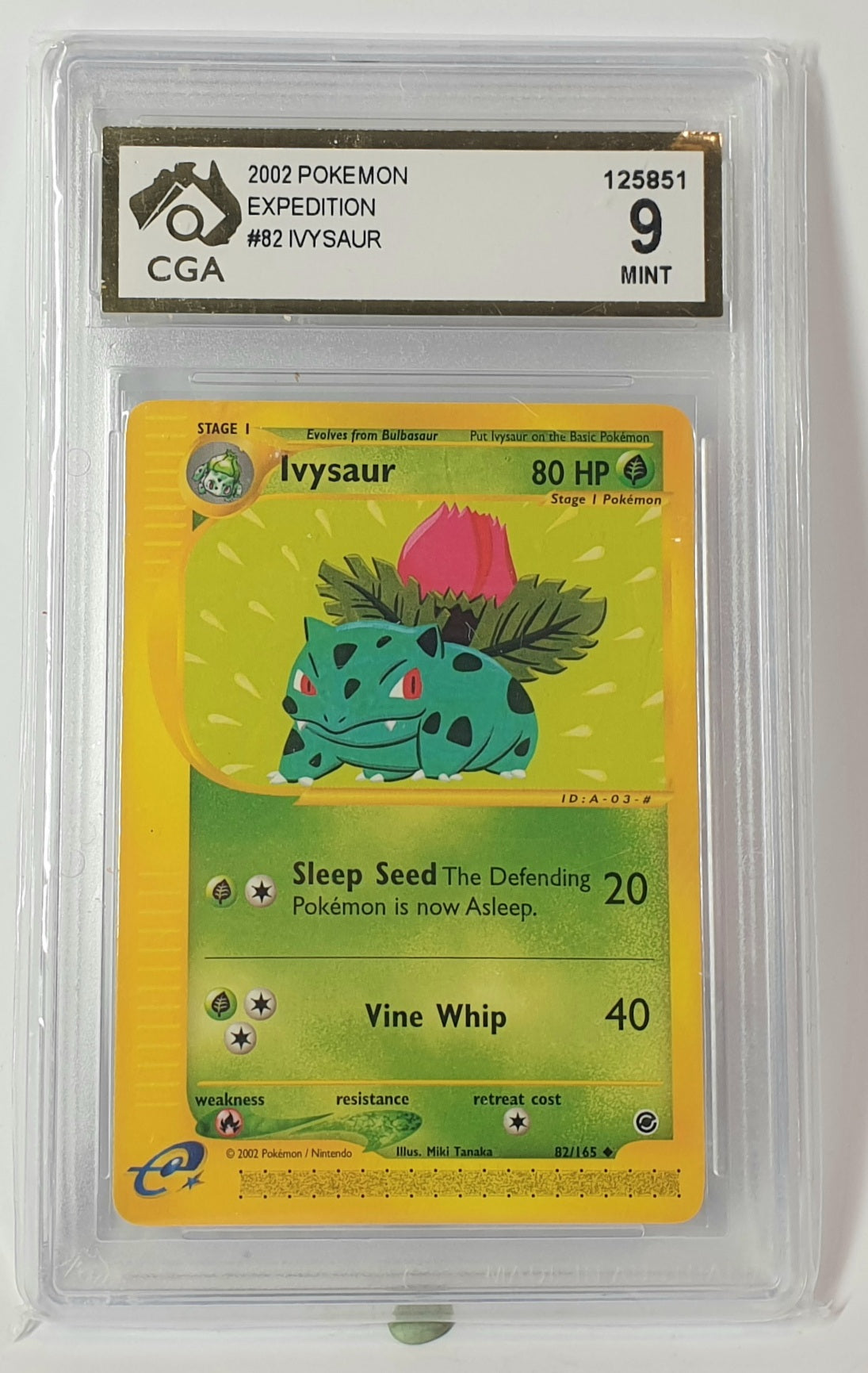 Pokémon trading card featuring Ivysaur with CGA grading label