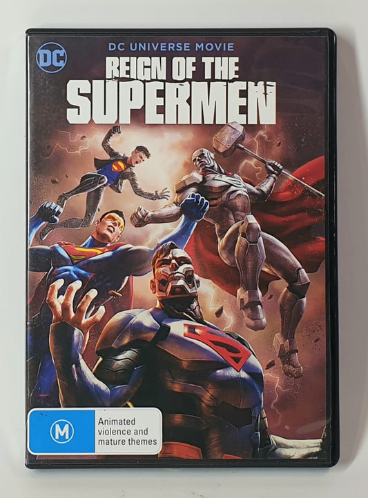 DVD cover of 'Reign of the Supermen' from DC Universe Movie on a white background