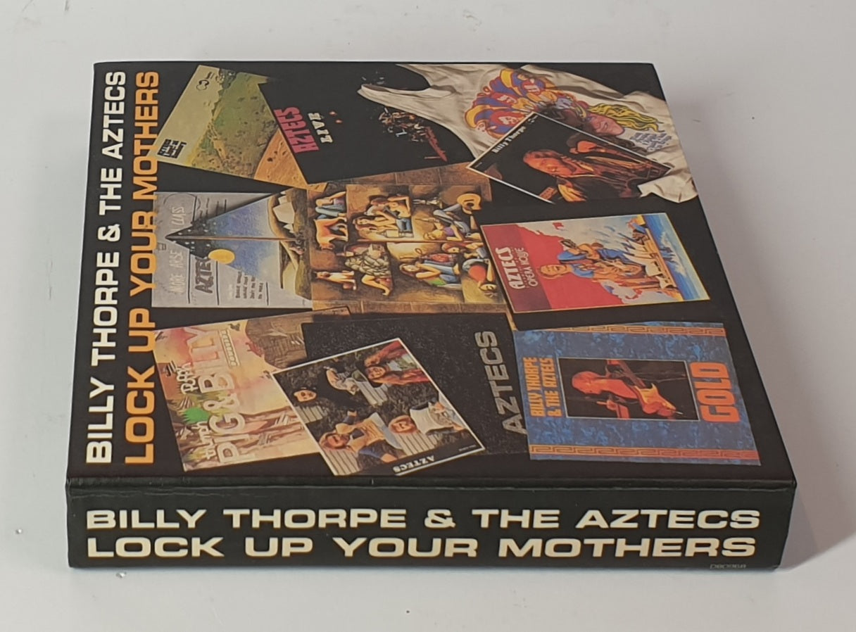Album cover for 'Lock Up Your Mothers' by Billy Thorpe & The Aztecs with collage design.