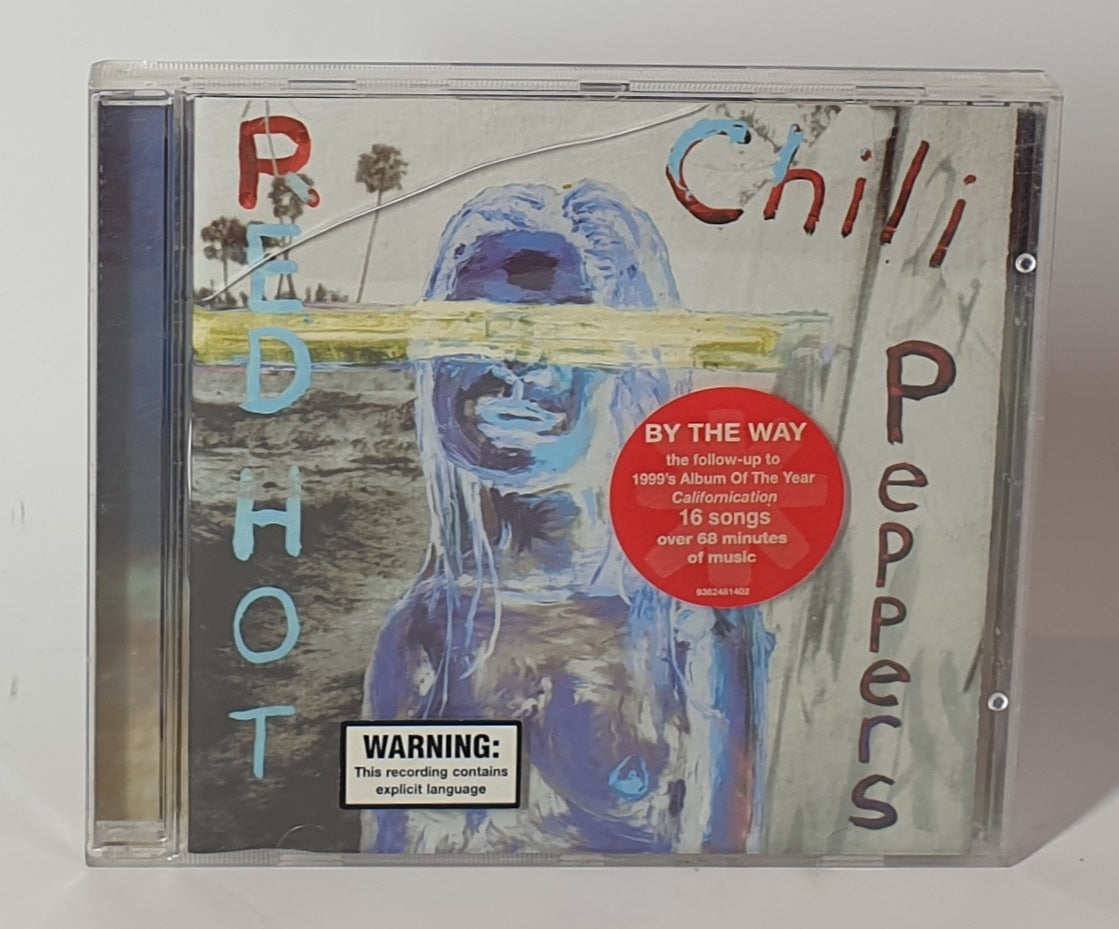 CD cover of Red Hot Chili Peppers' 'By the Way' album with a warning label.