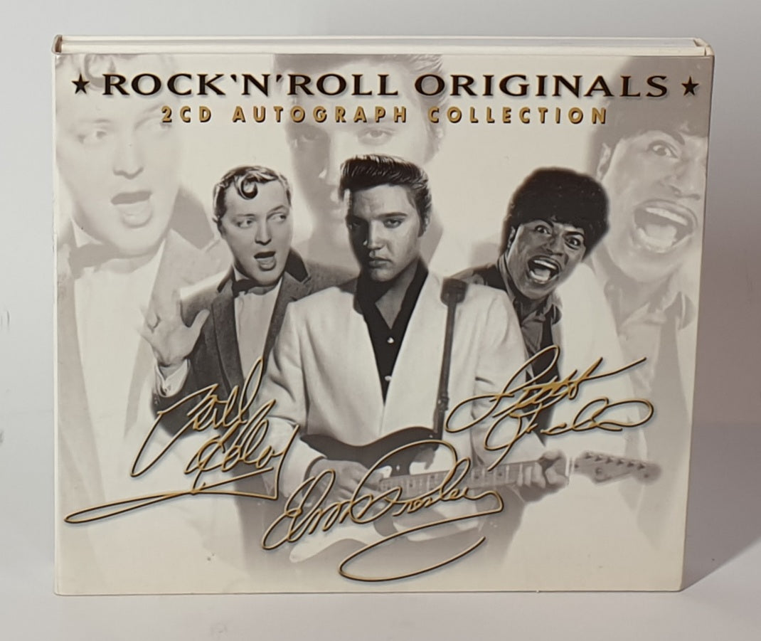 CD collection packaging featuring signatures and images of rock music legends. ELVIS PRESLEY , LITTLE RICHARD, BILL HALEY