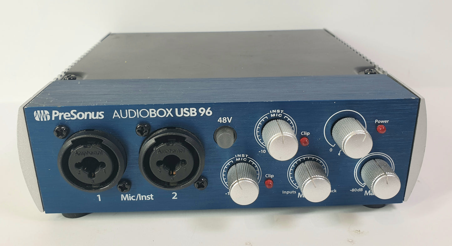 PreSonus Audiobox USB 96 audio interface on a white background
