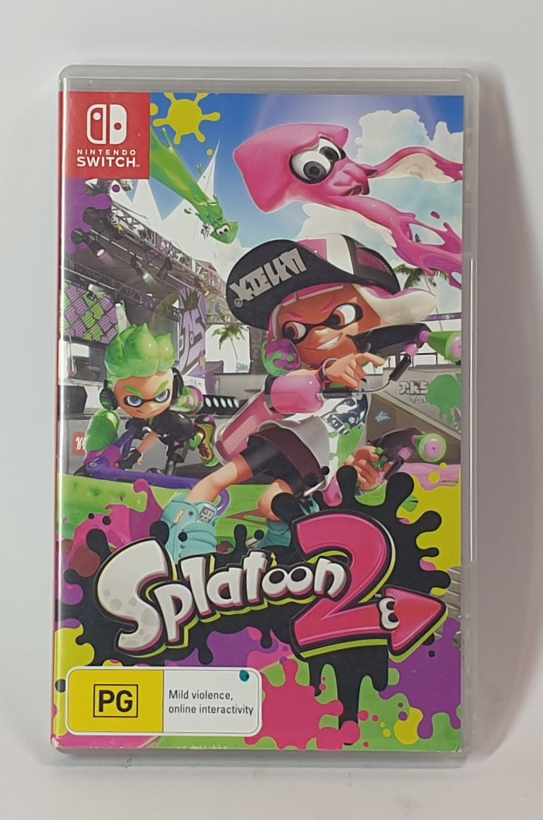 Nintendo Switch game case for 'Splatoon 2' with colorful graphics and character designs.