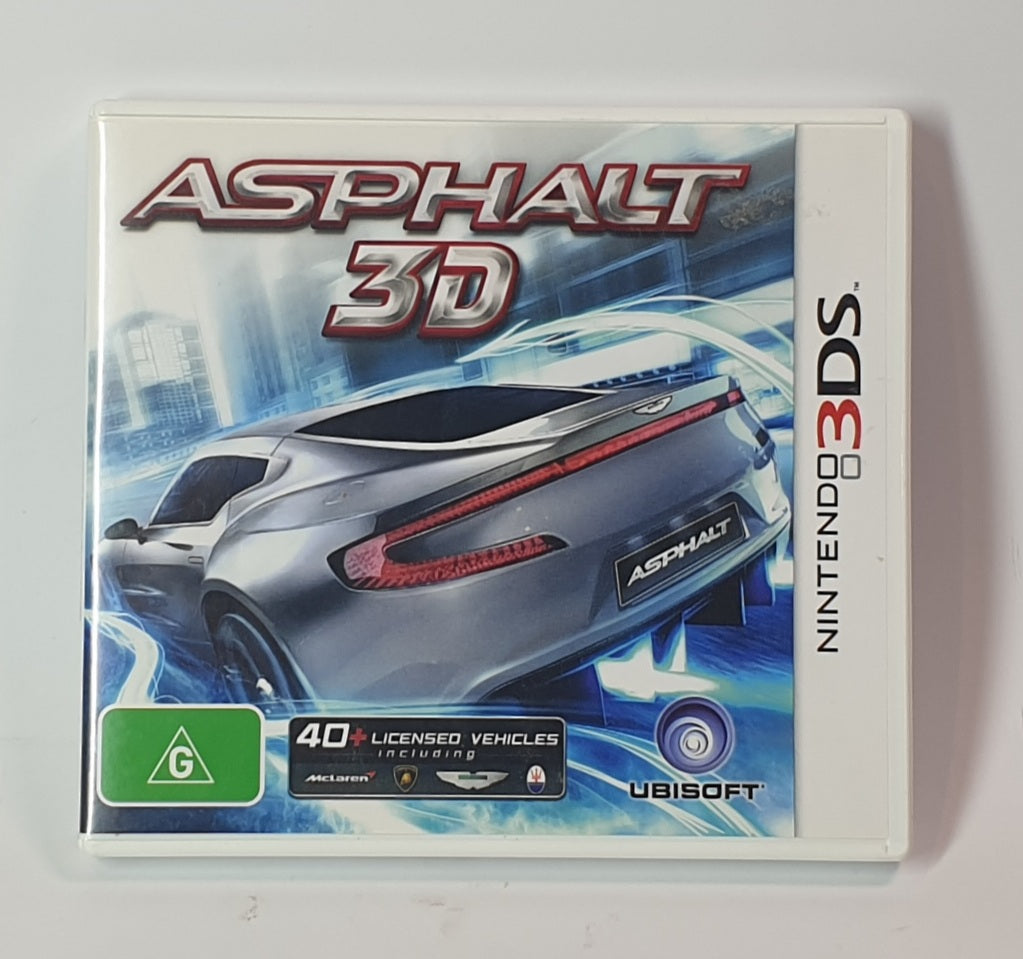 Nintendo 3DS game case for 'Asphalt 3D' with a car on the cover