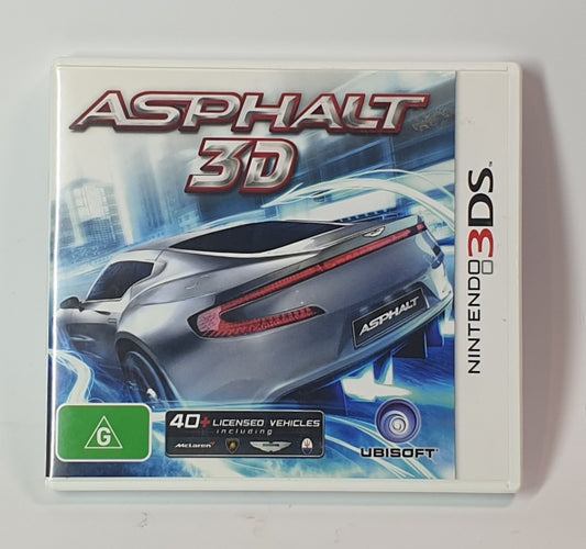 Nintendo 3DS game case for 'Asphalt 3D' with a car on the cover