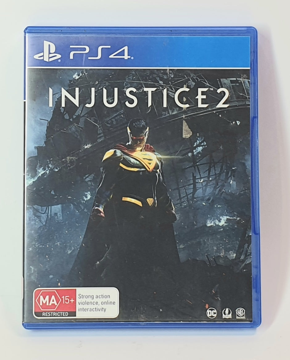 PlayStation 4 game case for 'Injustice 2' with superhero character " SUPERMAN" on cover