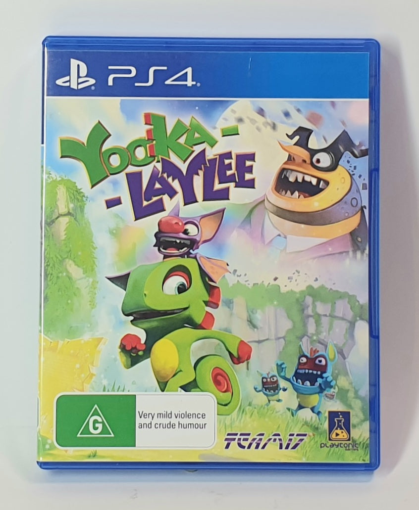 Yooka-Laylee game case for PS4 on a white background