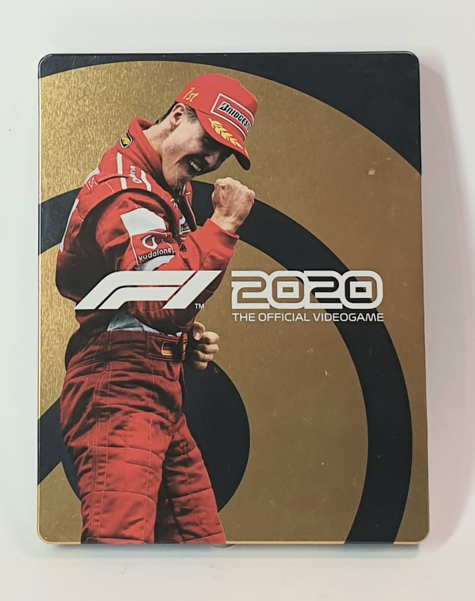 micheal schumacher the F1 driver on front cover of ps 4 game with white baackground