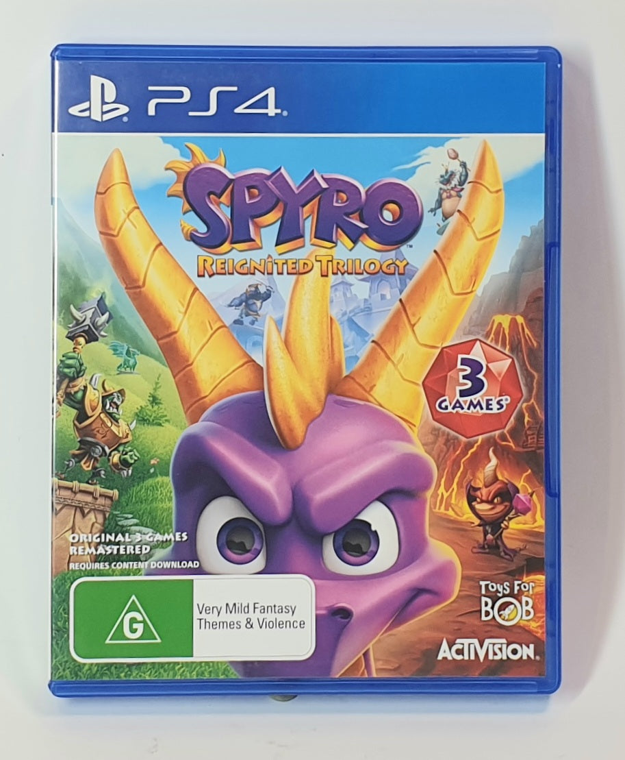 Spyro Reignited Trilogy game case for PS4 on a white background
