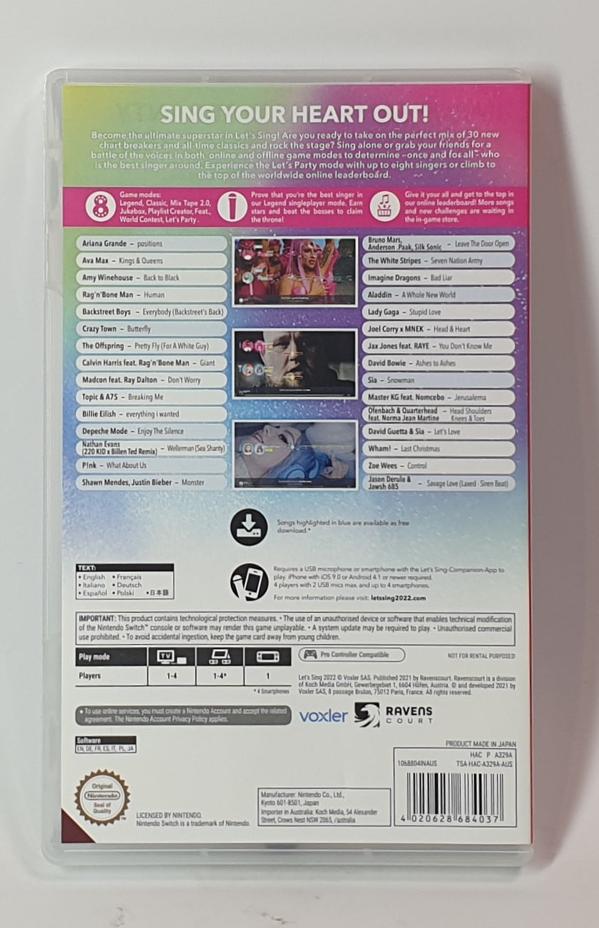 NINTENDO SWITCH SING 2022