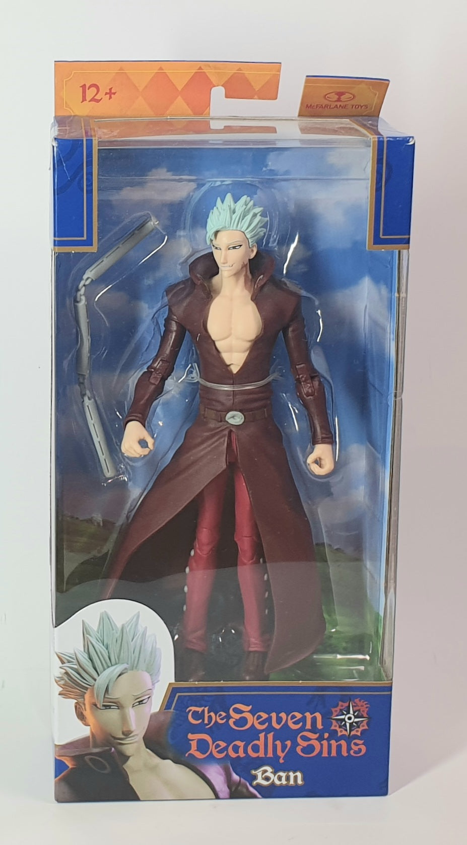 Action figure packaging for 'The Seven Deadly Sins' with character Ban on a white background