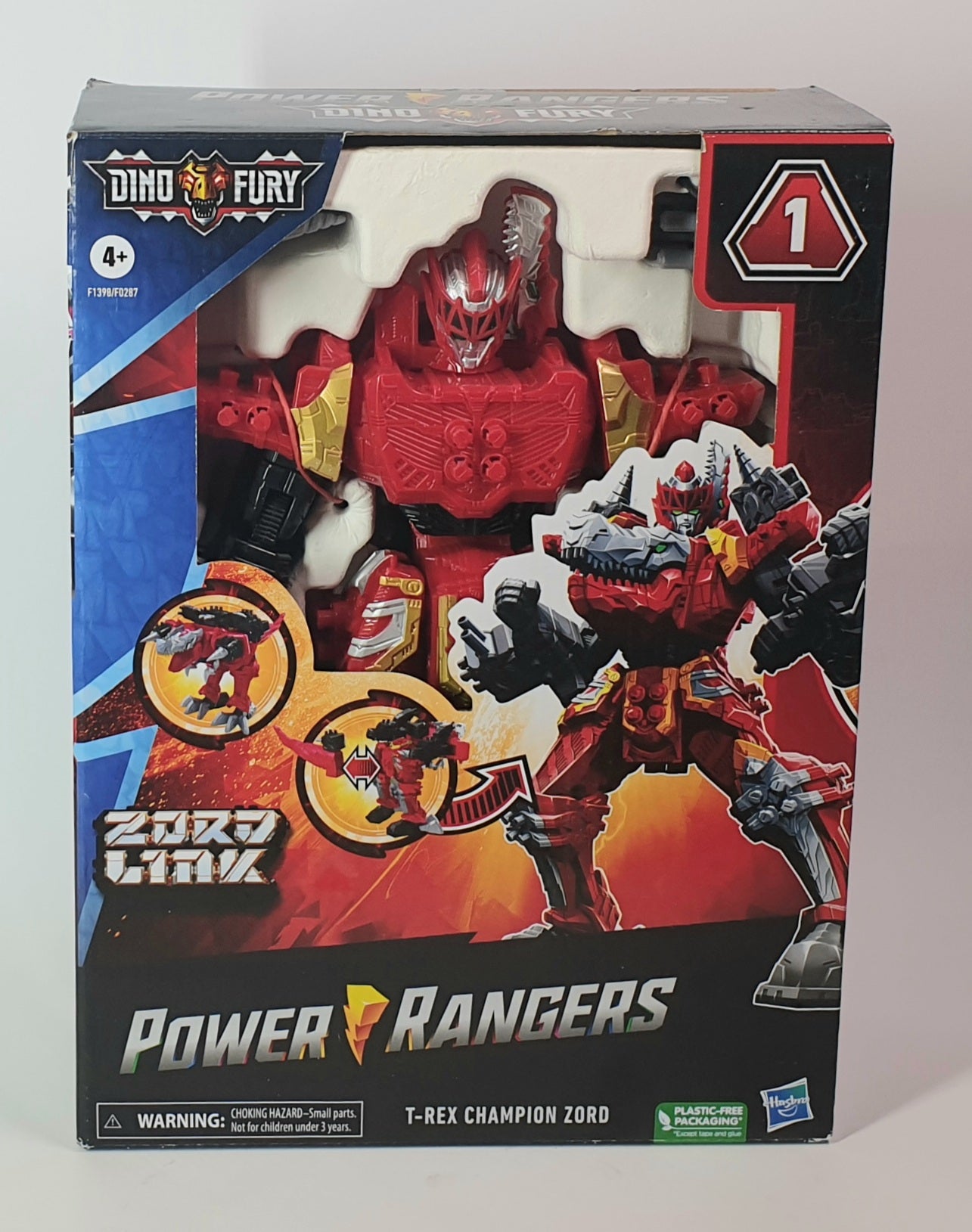 Power Rangers Dino Fury T-Rex Champion Zord Morphing Dino Robot with Zord Link