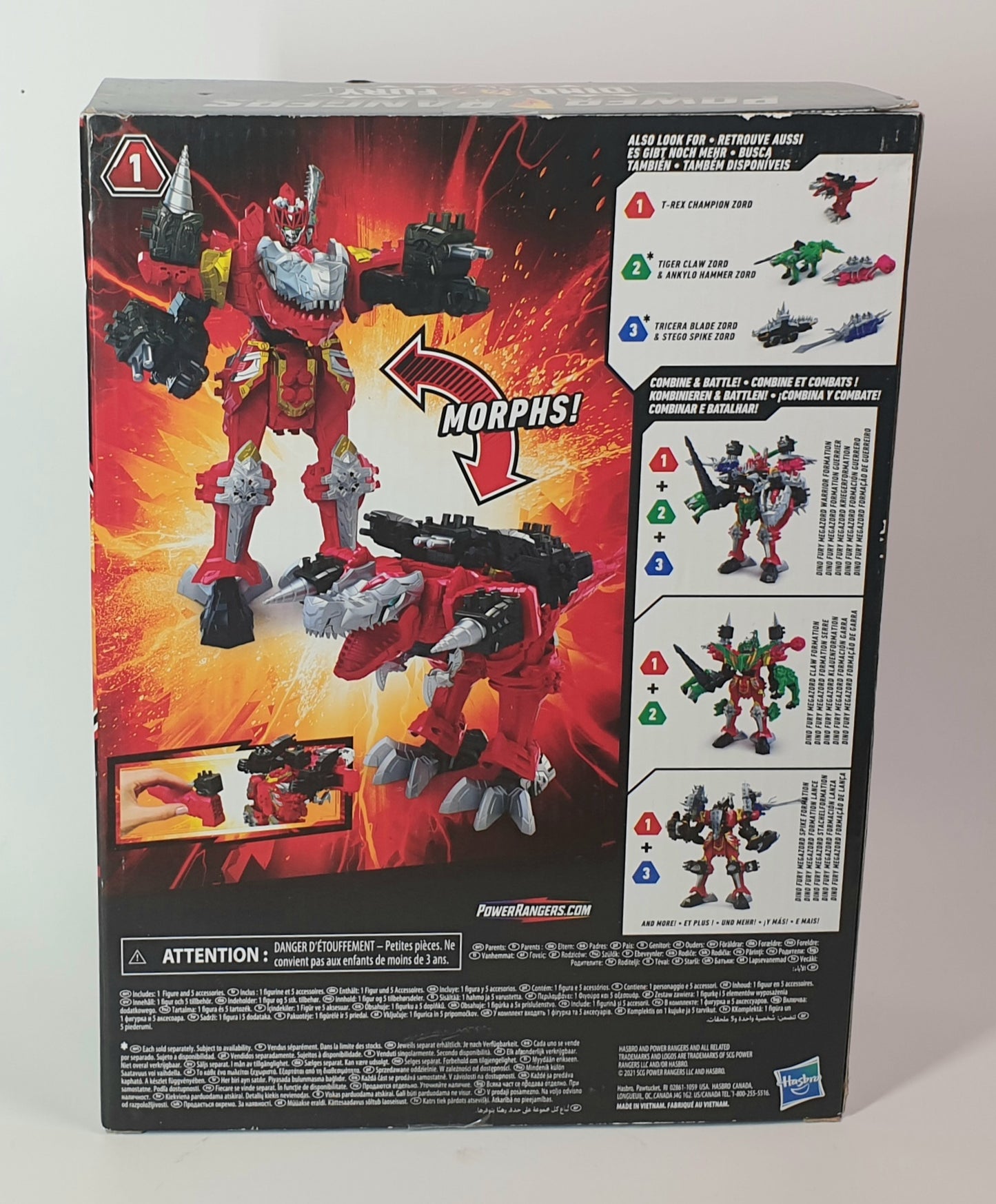 Power Rangers Dino Fury T-Rex Champion Zord Morphing Dino Robot with Zord Link