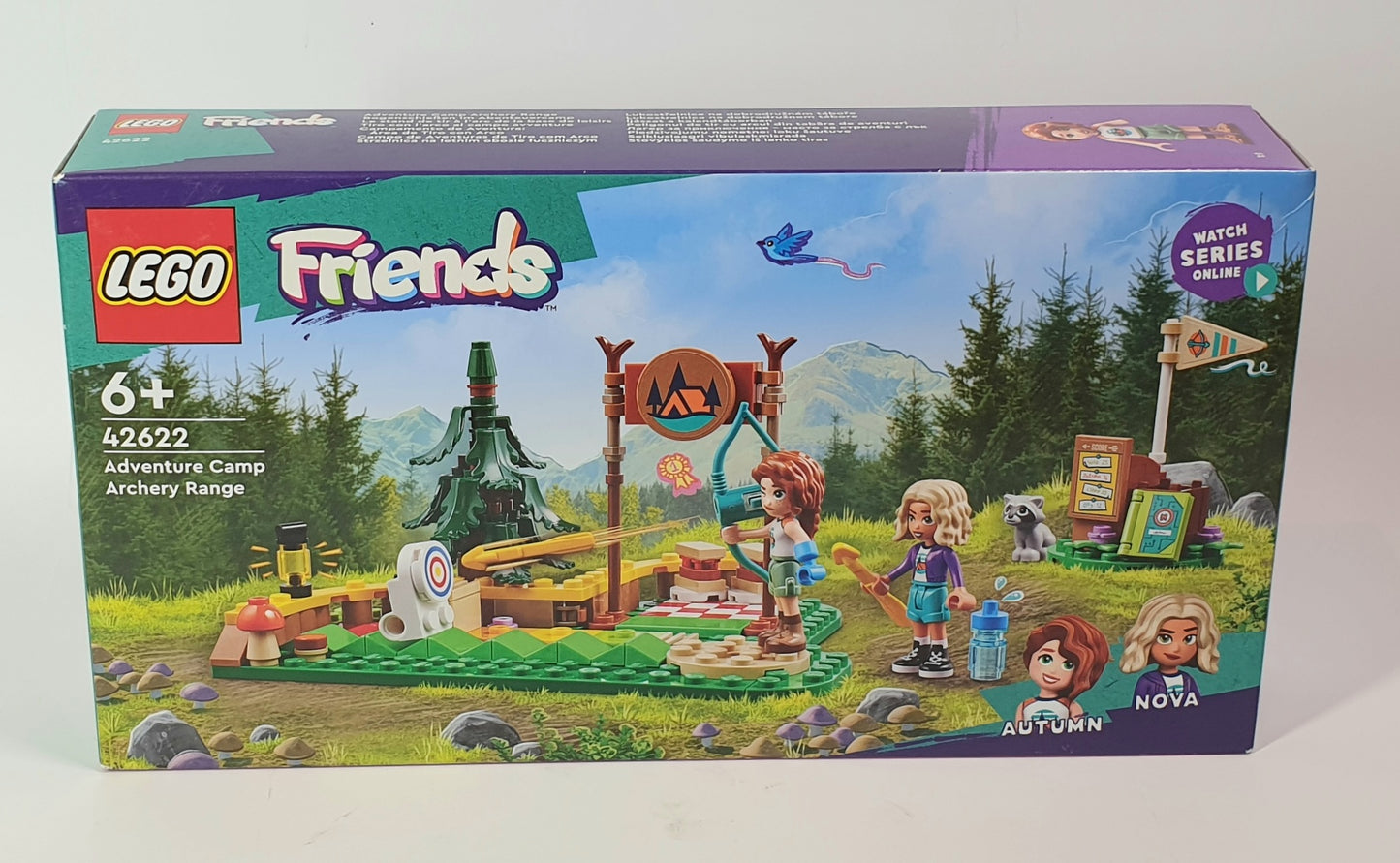 LEGO Friends Adventure Camp Archery Range set packaging on a white background