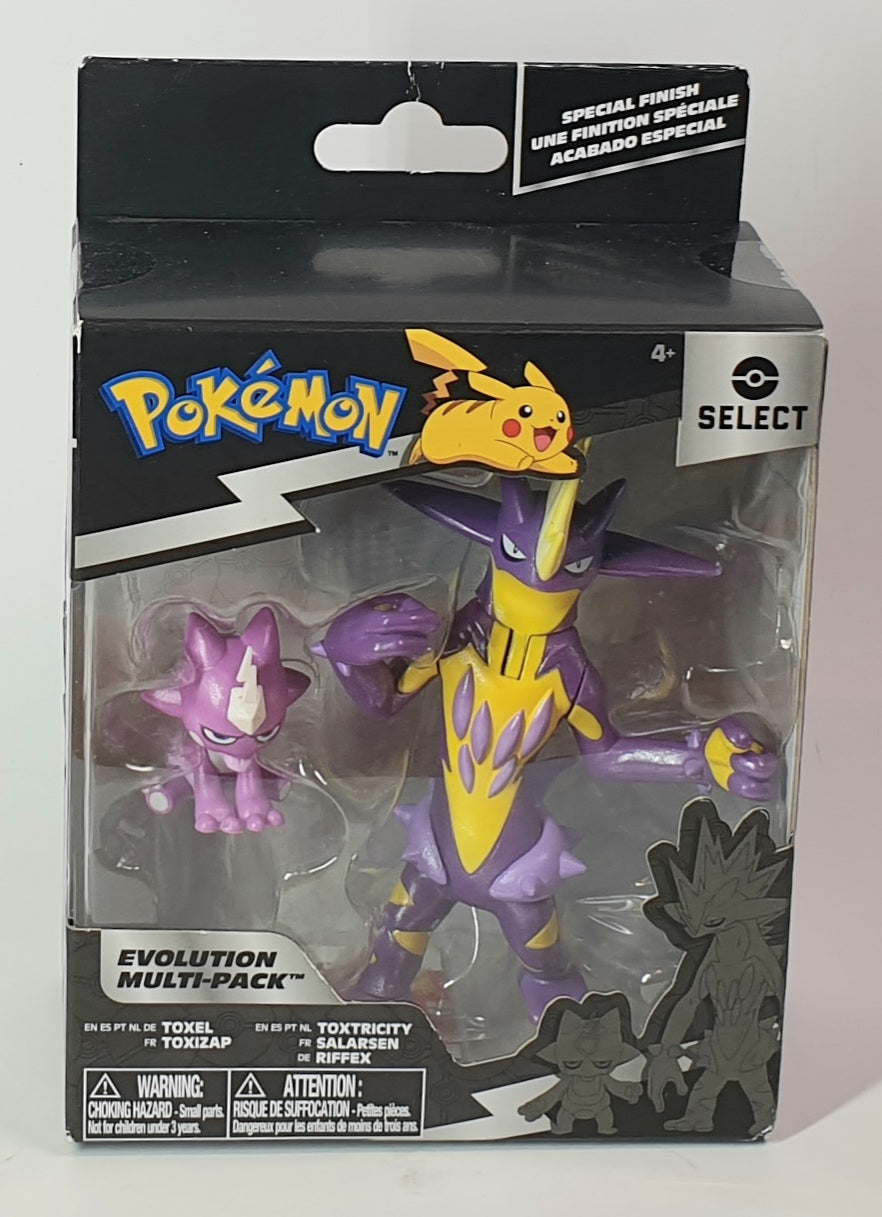 Pokémon action figure packaging with two characters on a white background