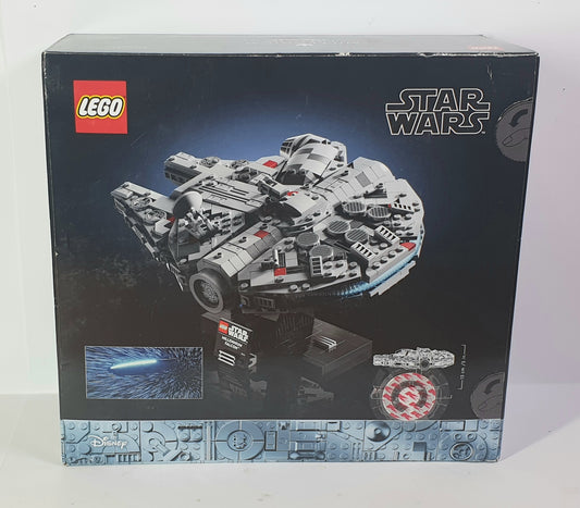 LEGO Star Wars Millennium Falcon set packaging on a white background