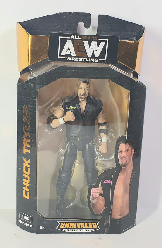 Wrestling figure in packaging with 'All Super A.W. Wrestling' branding