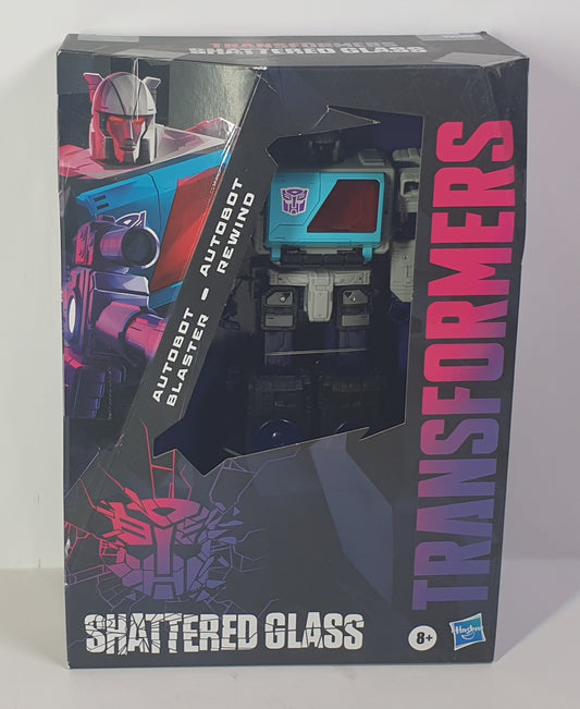 Transformers toy packaging with robot and car illustrations on a black background